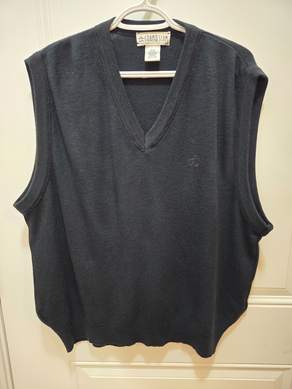 Grand Slam Black V-Neck Knit Vest with Subtle Logo